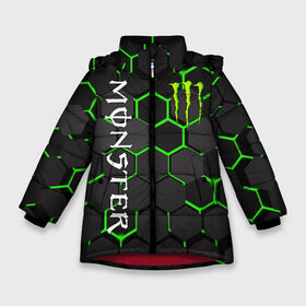 Зимняя куртка для девочек 3D с принтом MONSTER ENERGY в Курске, ткань верха — 100% полиэстер; подклад — 100% полиэстер, утеплитель — 100% полиэстер. | длина ниже бедра, удлиненная спинка, воротник стойка и отстегивающийся капюшон. Есть боковые карманы с листочкой на кнопках, утяжки по низу изделия и внутренний карман на молнии. 

Предусмотрены светоотражающий принт на спинке, радужный светоотражающий элемент на пуллере молнии и на резинке для утяжки. | black monster | bmx | claw | cybersport | energy | monster | monster energy | moto | motocross | race | sport | киберспорт | когти | монстер энерджи | монстр | мото | мотокросс | ралли | скейтбординг | спорт | т | энергия