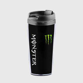 Термокружка-непроливайка с принтом MONSTER ENERGY в Курске, внутренняя часть — пищевой пластик, наружная часть — прозрачный пластик, между ними — полиграфическая вставка с рисунком | объем — 350 мл, герметичная крышка | black monster | bmx | claw | cybersport | energy | monster | monster energy | moto | motocross | race | sport | киберспорт | когти | монстер энерджи | монстр | мото | мотокросс | ралли | скейтбординг | спорт | т | энергия