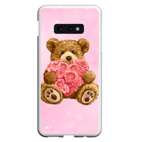 Чехол для Samsung S10E с принтом Плюшевый медведь с сердечком в Курске, Силикон | Область печати: задняя сторона чехла, без боковых панелей | арт | животные | картинка | медвежонок | мишка | плюшевый медведь | рисунок | розовые цветы | розочки | розы | сердечко | сердце | сердце из роз | цветы