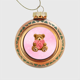Стеклянный ёлочный шар с принтом Плюшевый медведь с сердечком в Курске, Стекло | Диаметр: 80 мм | арт | животные | картинка | медвежонок | мишка | плюшевый медведь | рисунок | розовые цветы | розочки | розы | сердечко | сердце | сердце из роз | цветы