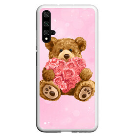Чехол для Honor 20 с принтом Плюшевый медведь с сердечком в Курске, Силикон | Область печати: задняя сторона чехла, без боковых панелей | арт | животные | картинка | медвежонок | мишка | плюшевый медведь | рисунок | розовые цветы | розочки | розы | сердечко | сердце | сердце из роз | цветы