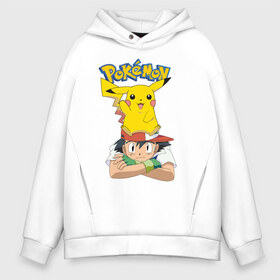 Мужское худи Oversize хлопок с принтом Pokemon в Курске, френч-терри — 70% хлопок, 30% полиэстер. Мягкий теплый начес внутри —100% хлопок | боковые карманы, эластичные манжеты и нижняя кромка, капюшон на магнитной кнопке | anime | pikachu | pokemon | pokemon logo | аниме | анимэ | пика | пикачу | покемон | покемон лого | покемон постер | эш и пикачу | эш кетчум | японский