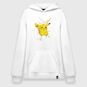 Худи SuperOversize хлопок с принтом Pikachu в Курске, 70% хлопок, 30% полиэстер, мягкий начес внутри | карман-кенгуру, эластичная резинка на манжетах и по нижней кромке, двухслойный капюшон
 | anime | pikachu | pokemon | pokemon logo | аниме | анимэ | пика | пикачу | покемон | покемон постер | эш и пикачу | эш кетчум | япония | японский
