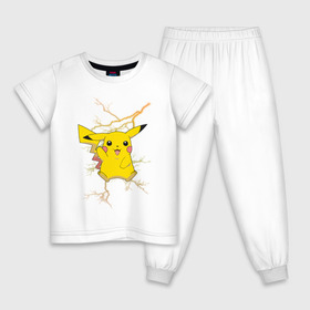 Детская пижама хлопок с принтом Pikachu в Курске, 100% хлопок |  брюки и футболка прямого кроя, без карманов, на брюках мягкая резинка на поясе и по низу штанин
 | anime | pikachu | pokemon | pokemon logo | аниме | анимэ | пика | пикачу | покемон | покемон постер | эш и пикачу | эш кетчум | япония | японский