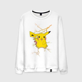 Мужской свитшот хлопок с принтом Pikachu в Курске, 100% хлопок |  | anime | pikachu | pokemon | pokemon logo | аниме | анимэ | пика | пикачу | покемон | покемон постер | эш и пикачу | эш кетчум | япония | японский