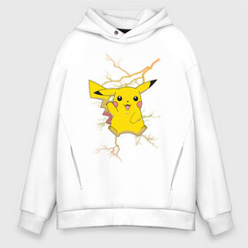 Мужское худи Oversize хлопок с принтом Pikachu в Курске, френч-терри — 70% хлопок, 30% полиэстер. Мягкий теплый начес внутри —100% хлопок | боковые карманы, эластичные манжеты и нижняя кромка, капюшон на магнитной кнопке | anime | pikachu | pokemon | pokemon logo | аниме | анимэ | пика | пикачу | покемон | покемон постер | эш и пикачу | эш кетчум | япония | японский