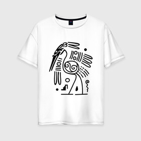 Женская футболка хлопок Oversize с принтом Журавль в Курске, 100% хлопок | свободный крой, круглый ворот, спущенный рукав, длина до линии бедер
 | арт | древний рисунок журавль | животные | картинка | наскальный рисунок журавль | рисунок