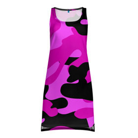 Платье-майка 3D с принтом Цветной камуфляж в Курске, 100% полиэстер | полуприлегающий силуэт, широкие бретели, круглый вырез горловины, удлиненный подол сзади. | textures | военная | камуфляж | милитари | текстуры | фон | хаки | цветной камуфляж