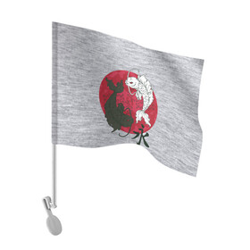 Флаг для автомобиля с принтом Japan style в Курске, 100% полиэстер | Размер: 30*21 см | арт | гармония | животные | инь янь | карп | картинка | красная луна | подарок | рисунок | самурай | цыгун | японский