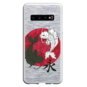 Чехол для Samsung Galaxy S10 с принтом Japan style в Курске, Силикон | Область печати: задняя сторона чехла, без боковых панелей | Тематика изображения на принте: арт | гармония | животные | инь янь | карп | картинка | красная луна | подарок | рисунок | самурай | цыгун | японский