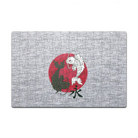 Пазл магнитный 126 элементов с принтом Japan style в Курске, полимерный материал с магнитным слоем | 126 деталей, размер изделия —  180*270 мм | арт | гармония | животные | инь янь | карп | картинка | красная луна | подарок | рисунок | самурай | цыгун | японский