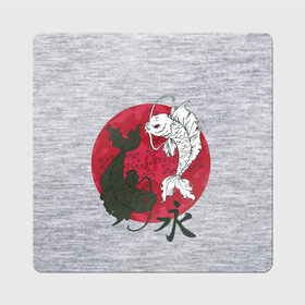 Магнит виниловый Квадрат с принтом Japan style в Курске, полимерный материал с магнитным слоем | размер 9*9 см, закругленные углы | Тематика изображения на принте: арт | гармония | животные | инь янь | карп | картинка | красная луна | подарок | рисунок | самурай | цыгун | японский