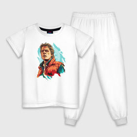 Детская пижама хлопок с принтом Marty MCFLY в Курске, 100% хлопок |  брюки и футболка прямого кроя, без карманов, на брюках мягкая резинка на поясе и по низу штанин
 | Тематика изображения на принте: back to the future | bttf | марти макфлай