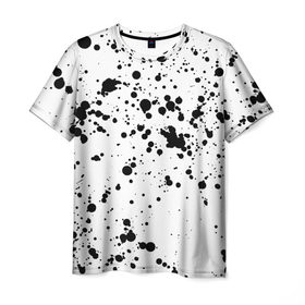 Мужская футболка 3D с принтом Далматинец в Курске, 100% полиэфир | прямой крой, круглый вырез горловины, длина до линии бедер | брызги краски | далматинец | краска | пятно | с брызгами | черные пятна