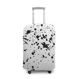 Чехол для чемодана 3D с принтом Далматинец - брызги чёрными пятнами в Курске, 86% полиэфир, 14% спандекс | двустороннее нанесение принта, прорези для ручек и колес | брызги краски | далматинец | краска | пятно | с брызгами | черные пятна