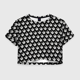 Женская футболка Crop-top 3D с принтом Паттерн Рок коза в Курске, 100% полиэстер | круглая горловина, длина футболки до линии талии, рукава с отворотами | rock | коза | обои | рок | черная
