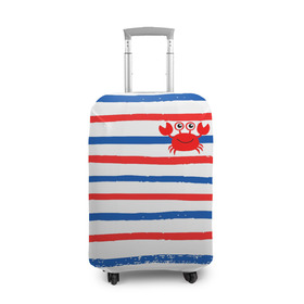 Чехол для чемодана 3D с принтом Крабик в Курске, 86% полиэфир, 14% спандекс | двустороннее нанесение принта, прорези для ручек и колес | арт | животные | картинка | краб | красный | лето | морской | отпуск | полоска | рисунок | синий