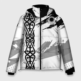 Мужская зимняя куртка 3D с принтом Форма Казахстан в Курске, верх — 100% полиэстер; подкладка — 100% полиэстер; утеплитель — 100% полиэстер | длина ниже бедра, свободный силуэт Оверсайз. Есть воротник-стойка, отстегивающийся капюшон и ветрозащитная планка. 

Боковые карманы с листочкой на кнопках и внутренний карман на молнии. | Тематика изображения на принте: kazakh | kazakhstan | kz | qazaqstan | алма ата | астана | дарига | каз | казах | казахстан | кз | майда | назарбаев | нур султан | нурсултан | рк | тенге | токаев | чуйская долина