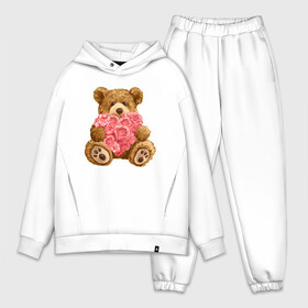 Мужской костюм хлопок OVERSIZE с принтом Плюшевый медведь с сердечком в Курске,  |  | Тематика изображения на принте: арт | животные | картинка | медвежонок | мишка | плюшевый медведь | рисунок | розовые цветы | розочки | розы | сердечко | сердце | сердце из роз | цветы
