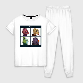 Женская пижама хлопок с принтом Animal Crossing в Курске, 100% хлопок | брюки и футболка прямого кроя, без карманов, на брюках мягкая резинка на поясе и по низу штанин | animal crossing | game | new horizons | nintendo | животные | игра | нинтендо