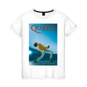 Женская футболка хлопок с принтом Queen в Курске, 100% хлопок | прямой крой, круглый вырез горловины, длина до линии бедер, слегка спущенное плечо | queen | арт | музыка | рок | фредди меркьюри