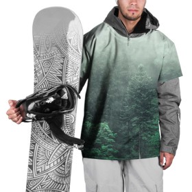 Накидка на куртку 3D с принтом Туманный лес в Курске, 100% полиэстер |  | Тематика изображения на принте: дерево | деревья | зеленый | лес | облака | облако | снег | темный
