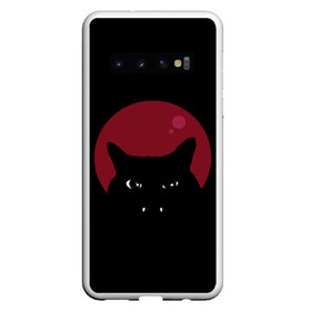 Чехол для Samsung Galaxy S10 с принтом Vampire Cat в Курске, Силикон | Область печати: задняя сторона чехла, без боковых панелей | art | cat | red moon | vampire | арт | вампир | животные | картинка | кот | котик | кошка | красная луна | рисунок