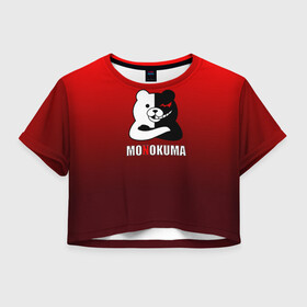 Женская футболка Crop-top 3D с принтом Monokuma в Курске, 100% полиэстер | круглая горловина, длина футболки до линии талии, рукава с отворотами | anime | danganropna | monokuma | аниме | анимэ | медведь | мишка | монокума | мономишка | черно белый медведь