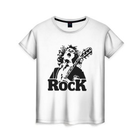 Женская футболка 3D с принтом Rock в Курске, 100% полиэфир ( синтетическое хлопкоподобное полотно) | прямой крой, круглый вырез горловины, длина до линии бедер | ac dc | rock | арт | рок | рок н ролл | хард рок