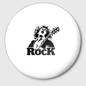 Значок с принтом Rock в Курске,  металл | круглая форма, металлическая застежка в виде булавки | Тематика изображения на принте: ac dc | rock | арт | рок | рок н ролл | хард рок