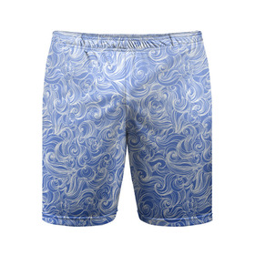 Мужские шорты спортивные с принтом Волны на голубом фоне в Курске,  |  | textures | абстракция | белый | вода | водный | водяной | волны | дудл | дудлинг | завитки | загогулини | линии | морской | полосы | текстуры | фон