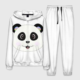 Мужской костюм 3D с принтом Panda в Курске, 100% полиэстер | Манжеты и пояс оформлены тканевой резинкой, двухслойный капюшон со шнурком для регулировки, карманы спереди | bear | colorful | green | nature | panda | детские | животные | звери | милые | мультфильмы | панды | радуга