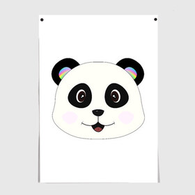 Постер с принтом Panda в Курске, 100% бумага
 | бумага, плотность 150 мг. Матовая, но за счет высокого коэффициента гладкости имеет небольшой блеск и дает на свету блики, но в отличии от глянцевой бумаги не покрыта лаком | bear | colorful | green | nature | panda | детские | животные | звери | милые | мультфильмы | панды | радуга