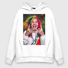 Мужское худи Oversize хлопок с принтом 6ix9ine в Курске, френч-терри — 70% хлопок, 30% полиэстер. Мягкий теплый начес внутри —100% хлопок | боковые карманы, эластичные манжеты и нижняя кромка, капюшон на магнитной кнопке | Тематика изображения на принте: 6ix9ine | tekashi | возвращение | крыса | сикснайн | текаши