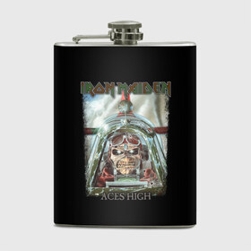 Фляга с принтом Iron Maiden в Курске, металлический корпус | емкость 0,22 л, размер 125 х 94 мм. Виниловая наклейка запечатывается полностью | арт | метал | музыка | рок | черепiron maiden