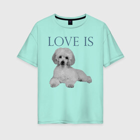 Женская футболка хлопок Oversize с принтом Любовь - это пудель в Курске, 100% хлопок | свободный крой, круглый ворот, спущенный рукав, длина до линии бедер
 | дрессировка | забота | любовь | пудель | собака | собаки | собачка | собачник | увлечение | хобби