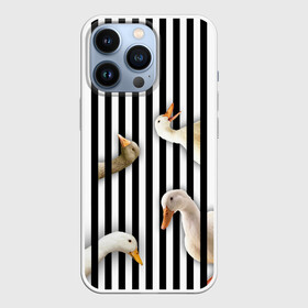 Чехол для iPhone 13 Pro с принтом Гуси в Курске,  |  | chanel | non | stop | анти | арт | без | белый | бренд | герой | голова | границ | гуси | гучи | гуччи | для | животные | знак | картинка | коко | лого | нонстоп | пародия | пасть | перс | персонаж | полосы | птицы