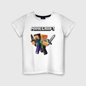 Детская футболка хлопок с принтом MINECRAFT в Курске, 100% хлопок | круглый вырез горловины, полуприлегающий силуэт, длина до линии бедер | block | creeper | cube | minecraft | pixel | блок | геометрия | крафт | крипер | кубики | майнкрафт | пиксели