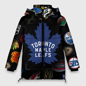 Женская зимняя куртка 3D с принтом Toronto Maple Leafs (Z) в Курске, верх — 100% полиэстер; подкладка — 100% полиэстер; утеплитель — 100% полиэстер | длина ниже бедра, силуэт Оверсайз. Есть воротник-стойка, отстегивающийся капюшон и ветрозащитная планка. 

Боковые карманы с листочкой на кнопках и внутренний карман на молнии | Тематика изображения на принте: anaheim ducks | arizona coyotes | boston bruins | buffalo sabres | calgary flames | canadiens de montreal | carolina hurricanes | chicago blackhawks | colorado avalanche | columbus blue jackets | dallas stars | detroit red wings | edmonton oil | hockey | 