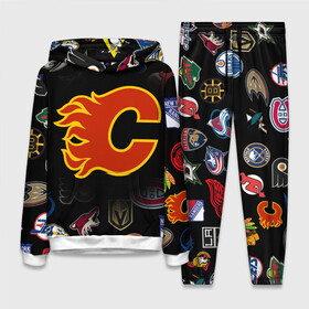 Женский костюм 3D (с толстовкой) с принтом Calgary Flames (Z) в Курске,  |  | anaheim ducks | arizona coyotes | boston bruins | buffalo sabres | calgary flames | canadiens de montreal | carolina hurricanes | chicago blackhawks | colorado avalanche | columbus blue jackets | dallas stars | detroit red wings | edmonton oil | hockey | 