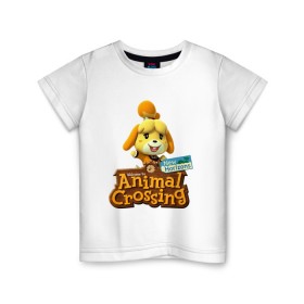 Детская футболка хлопок с принтом Animal Crossing Isabelle в Курске, 100% хлопок | круглый вырез горловины, полуприлегающий силуэт, длина до линии бедер | animal crossing | isabelle | nintendo | детская | женская | игра | изабель | изабэль | мультик | мультяшный | нинтендо | рисованный | рисунок | собака | собачка | энимал кроссинг
