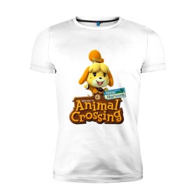 Мужская футболка премиум с принтом Animal Crossing Isabelle в Курске, 92% хлопок, 8% лайкра | приталенный силуэт, круглый вырез ворота, длина до линии бедра, короткий рукав | animal crossing | isabelle | nintendo | детская | женская | игра | изабель | изабэль | мультик | мультяшный | нинтендо | рисованный | рисунок | собака | собачка | энимал кроссинг