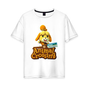 Женская футболка хлопок Oversize с принтом Animal Crossing Isabelle в Курске, 100% хлопок | свободный крой, круглый ворот, спущенный рукав, длина до линии бедер
 | animal crossing | isabelle | nintendo | детская | женская | игра | изабель | изабэль | мультик | мультяшный | нинтендо | рисованный | рисунок | собака | собачка | энимал кроссинг