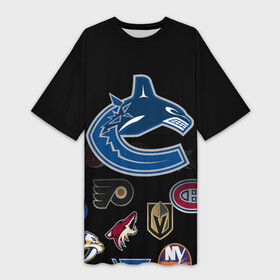 Платье-футболка 3D с принтом NHL Vancouver Canucks | НХЛ (Z) в Курске,  |  | anaheim ducks | arizona coyotes | boston bruins | buffalo sabres | canadiens de montreal | carolina hurricanes | chicago blackhawks | colorado | hockey | nhl | vancouver canucks | нхл | паттерн | спорт | хоккей