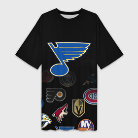 Платье-футболка 3D с принтом NHL St. Louis Blues (Z) в Курске,  |  | anaheim ducks | arizona coyotes | boston bruins | buffalo sabres | canadiens de montreal | carolina hurricanes | chicago blackhawks | colorado | hockey | nhl | st. louis blues | нхл | паттерн | спорт | хоккей