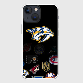 Чехол для iPhone 13 mini с принтом NHL Nashville Predators (Z) в Курске,  |  | anaheim ducks | arizona coyotes | boston bruins | buffalo sabres | canadiens de montreal | carolina hurricanes | chicago blackhawks | colorado | hockey | nashville predators | nhl | нхл | паттерн | спорт | хоккей