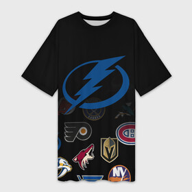 Платье-футболка 3D с принтом NHL Tampa Bay Lightning (Z) в Курске,  |  | anaheim ducks | arizona coyotes | boston bruins | buffalo sabres | canadiens de montreal | carolina hurricanes | chicago blackhawks | colorado | hockey | nhl | tampa bay lightning | нхл | паттерн | спорт | хоккей