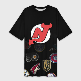 Платье-футболка 3D с принтом NHL New Jersey Devils (Z) в Курске,  |  | anaheim ducks | arizona coyotes | boston bruins | buffalo sabres | calgary flames | carolina hurricanes | chicago blackhawks | colorado | hockey | new jersey devils | nhl | нхл | паттерн | спорт | хоккей