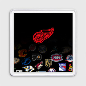 Магнит 55*55 с принтом NHL Detroit Red Wings (Z) в Курске, Пластик | Размер: 65*65 мм; Размер печати: 55*55 мм | anaheim ducks | arizona coyotes | boston bruins | buffalo sabres | calgary flames | canadiens de montreal | carolina hurricanes | colorado | detroit red wings | hockey | nhl | нхл | паттерн | спорт | хоккей
