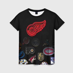 Женская футболка 3D с принтом NHL Detroit Red Wings (Z) в Курске, 100% полиэфир ( синтетическое хлопкоподобное полотно) | прямой крой, круглый вырез горловины, длина до линии бедер | anaheim ducks | arizona coyotes | boston bruins | buffalo sabres | calgary flames | canadiens de montreal | carolina hurricanes | colorado | detroit red wings | hockey | nhl | нхл | паттерн | спорт | хоккей